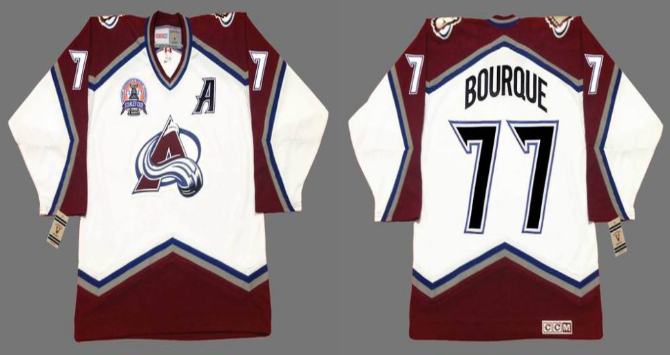 2019 Men Colorado Avalanche #77 Bourque white CCM NHL jerseys->colorado avalanche->NHL Jersey